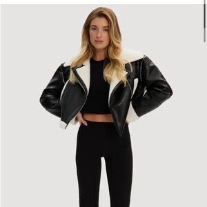 Noize Cropped Shearling Vegan Leather Jacket